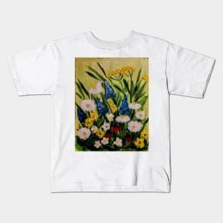 wild abstract mixed flowers in the field Kids T-Shirt